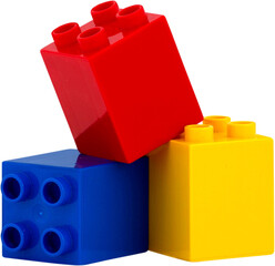 Many colorful plastic block toys - obrazy, fototapety, plakaty