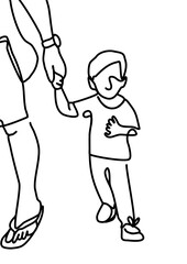 One continuous line drawing - dad holding child's hand