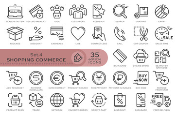 Set of conceptual icons. Vector icons in flat linear style for web sites, applications and other graphic resources. Set from the series - Shopping Commerce. Editable outline icon.	
