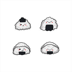 Cute vector kawaii sushi collection