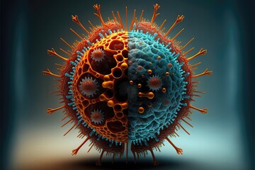 Coronavirus mutation abstract background. Generative AI
