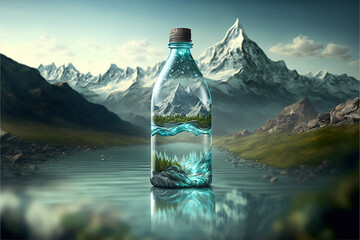 Mineral water. Water advertisement. AI generation - obrazy, fototapety, plakaty