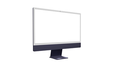 Realistic flat screen computer monitor 3de style mockup with blank screen isolated 3d - modern