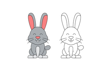 Fototapeta premium children's coloring illustration with rabbit vector template