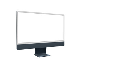 Realistic 3D Computer, with a white screen, isolated on a background - modern