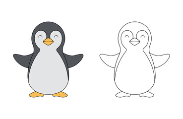 Naklejka premium children's coloring illustration with Penguin vector template