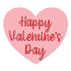 Valentines Day greeting card template or sticker with text happy valentines day in heart shape