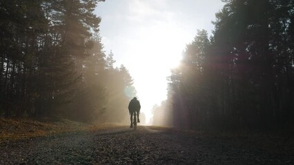 Ridin a gravel bike in foggy forest