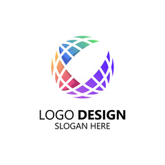 playful internet and web with letter C logo design