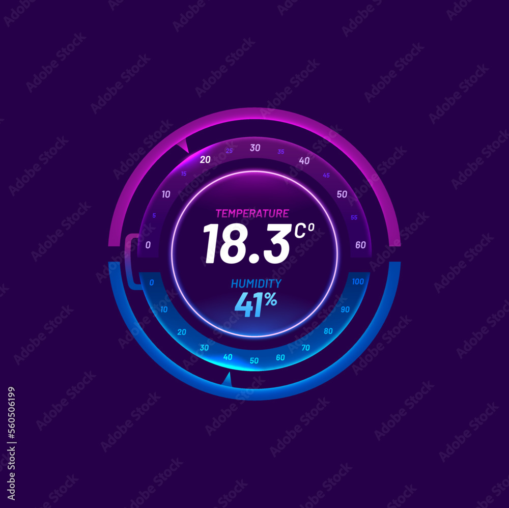 Poster thermostat smart thermometer and temperature control dial. home climate control system, conditioning