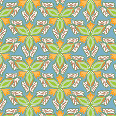 abstract flower and leaf colorful illustration art pattern background, fabric and ethnic decoration fashion style wallpaper and backdrop