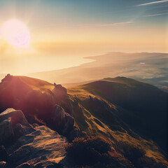 sunset in the mountains generative ai 