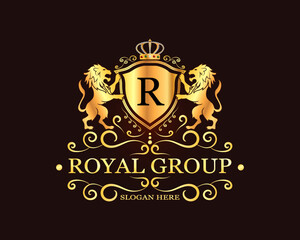 Royal Lions logo. Vector illustration. In it, everything can be edited to your liking.