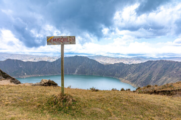 Quilotoa volcanic lake in Ecuador in South America