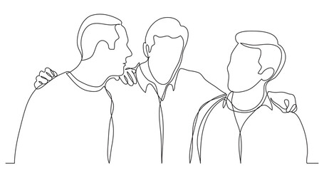 company of men friendshugging and talking - PNG image with transparent background