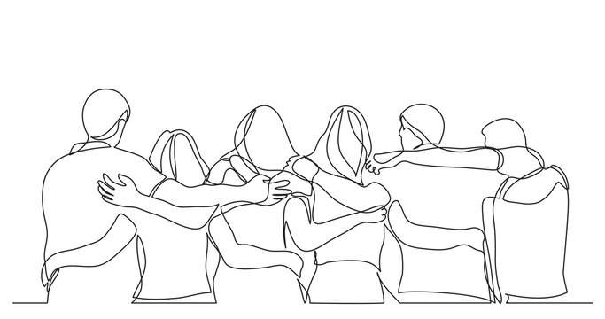group of men and women standing together showing their friendship - PNG image with transparent background