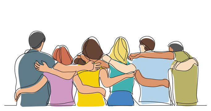 group of men and women standing together showing their friendship colored - PNG image with transparent background