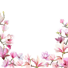 Frame of magnolia flowers. Floral spring template
