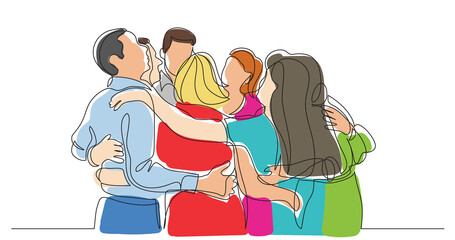 team members celebrating standing together as friends colored - PNG image with transparent background