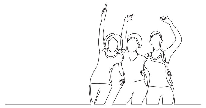 team of african american female activists standing together as winners - PNG image with transparent background