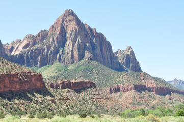 Red Montains in National Park with Blue sky