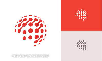 Abstract artificial intelligence logo. Innovative high tech logo template. Smart computer. machine learning. Cognitive logo. Technology Logo.	