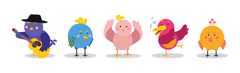 Funny Bird Characters with Wings and Beaks Vector Set
