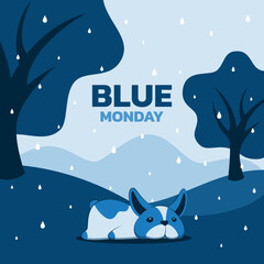 Naklejka premium Cute dog on Blue Monday