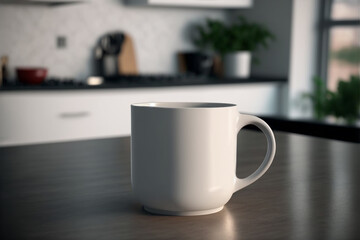 White mugs for mock-up on a kitchen table