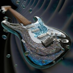 Prototype electric guitar with clear like glass Generative AI