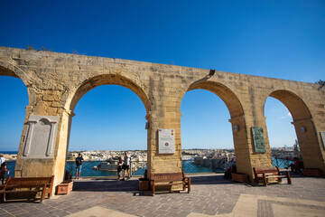 Fototapeta premium Valletta, Malta. October 7, 2022. The Upper Barrakka Gardens is a public garden located in Valletta, Malta.