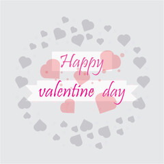 Vector graphics of congratulations on valentine's day, in white shades, in the background of the hearts, text, black background