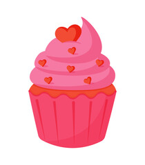 pink cupcake with hearts