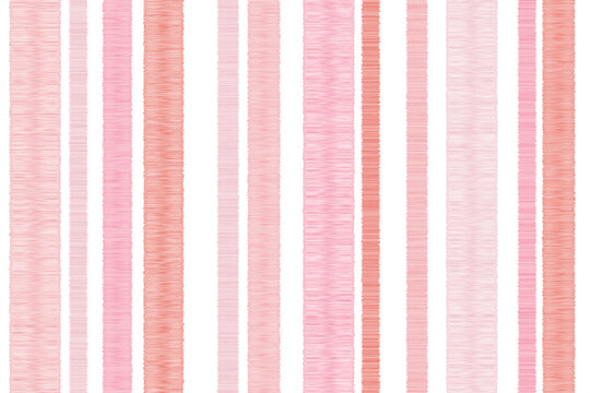 Seamless vector Ikat white pink background fabric pattern stripe unbalance stripe patterns cute vertical pink pastel color stripes different size symmetric grid for valentine day love fabric pattern.