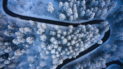 windy road in winter