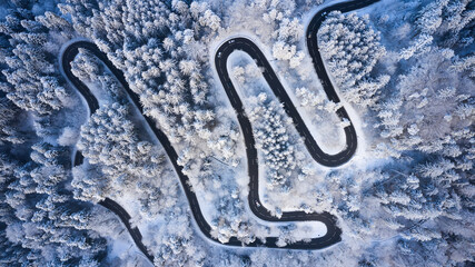 windy road in winter
