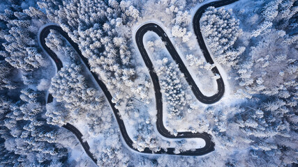 windy road in winter
