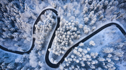 windy road in winter