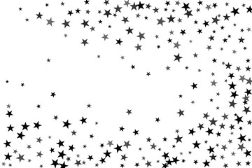 Star confetti. Silver casual confetti background. Bright design pattern.