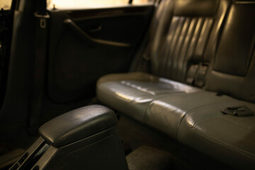 gray luxury leather interior in the car