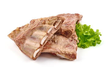 Boiled pork ribs, isolated on white background.