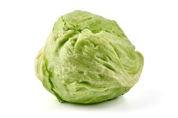 Fresh iceberg lettuce, isolated on white background.
