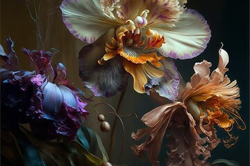 Fototapeta na wymiar Gorgeous orchids, generated by ai, background 