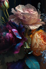Beautiful roses closeup, ai generated 