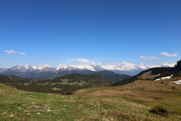 Fototapeta na wymiar View on a valley of the Roy Lake in Haute-Savoie 