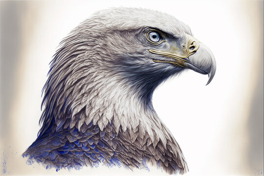 illustration of an eagle portrait. isolated. Generative AI