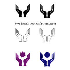 two hands logo design template. symbol, icon two outstretched palms.