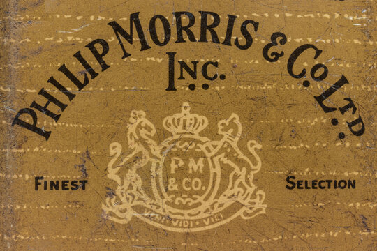 Legacy Philip Morris cigarette package. Philip Morris USA makes Marlboro cigarettes and is a division of Altria.