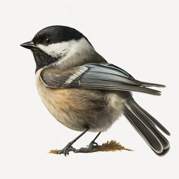 Black-Capped Chickadee full body image with white background ultra realistic



