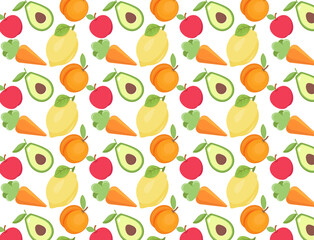 Seamless pattern fruits and vegetables